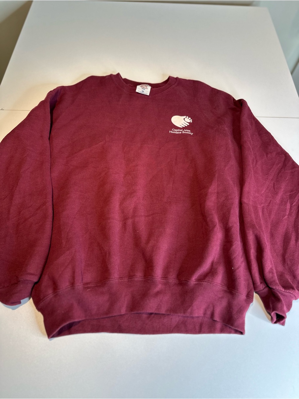 Gildan Maroon Crewneck Sweatshirt with Small White Logo
